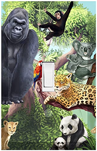 Kids Light Switch Cover Plate Decorative Nursery Teen Toddler Room Decor Bedroom Bathroom Playroom (Jungle Animals) #TOP15