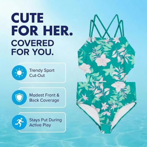 Image of Kanu Surf Girls' Beach Girl Sport Cut-Out One Piece Swimsuit