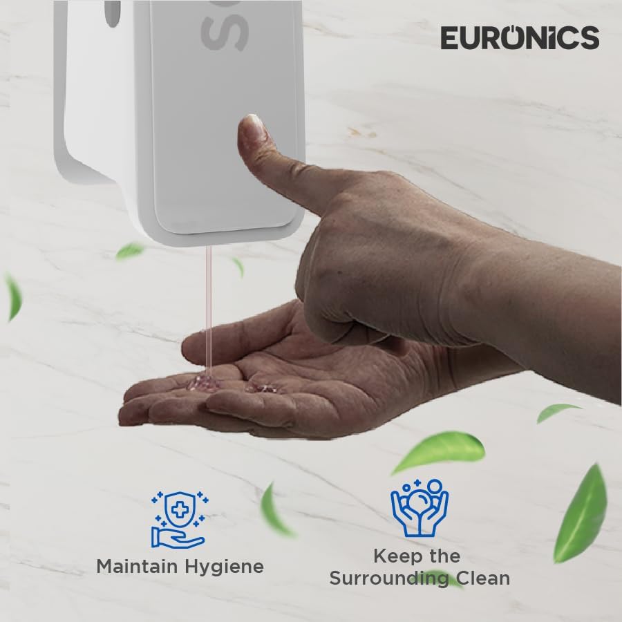 Image of Euronics EA51 300ml Manual Soap Dispenser Wall Mounted | ABS Plastic Refillable Gel & Liquid Soap Dispenser | Compact Hygienic Handwash Dispenser for Bathroom, Kitchen, Office & Hotel | White