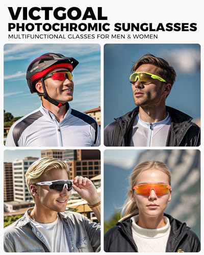 Image of Photochromic Sunglasses for Men Women, Transition Sunglasses for Cycling | Lightweight TR90 Frame, UV Protection, Photochromic Lens, Adjustable Nose Pad, Ideal for Cycling Driving Mtb Running