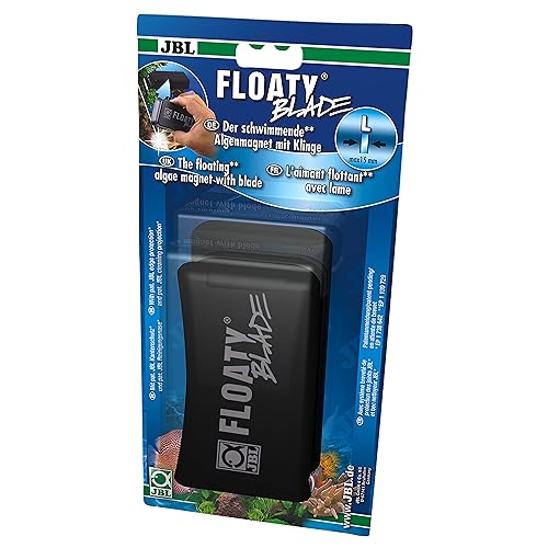 JBL Floaty Blade 6135200, Schwimmender Scheiben-Reinigungsmagnet mit Klinge für dicke Aquarienscheiben...