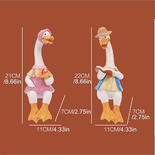 Jarpsiry JARPSIRY-20220419-10 2 Pcs Sitting Couple Duck Garden Statues Outdoor Fence Decor Cute Resin Ducks Figurine Funny Goose Lovers Sculpture thumb #6