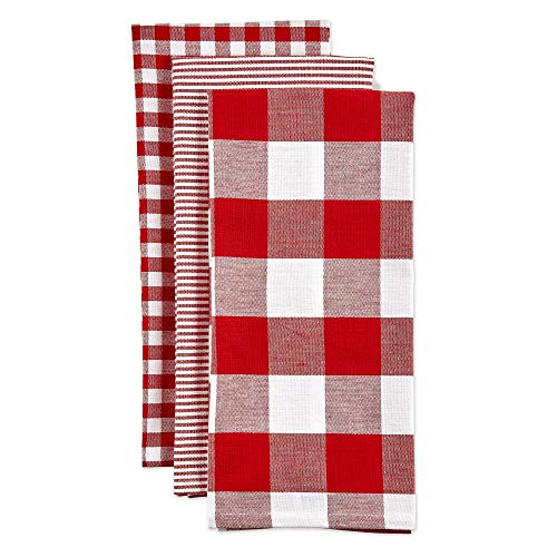 Dii Gingham Check Kitchen Collection, Red, Dishtowel Set #TOP29