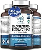 Magnesium Bisglycinat hochdosiert – 1500 mg Magnesiumbisglycinat Komplex mit Vitamin B6 – 300mg elementares Magnesium pro Tagesdosis – 120 Kapseln – Premium chelatiertes Glycinat – laborgeprüft, vegan