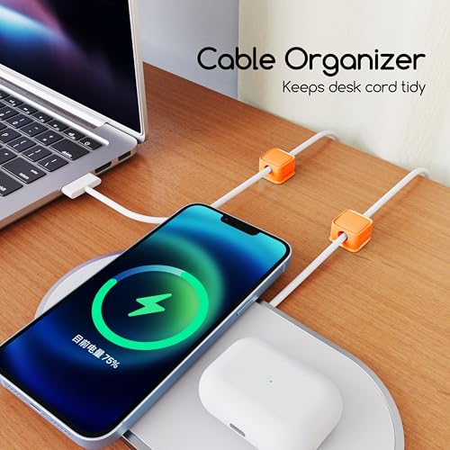 smofish Magnetic Cord Organizer Holder, 6 Pack Desk Cable Clips Management, Hide Phone Charging Cable Keeper, Strong Adhesive Wire Charger Holder for Nightstand, Kitchen Appliances, Office Supplies miniatura 2
