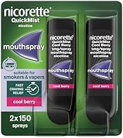 Nicorette QuickMist Cool Berry 1mg Spray Mouthspray Nicotine Duo-2x150 Sprays (Stop Smoking or Vaping Aid)