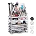 Produktbild Relaxdays Kosmetikorganizer mit 6 Schubladen, 22 Fächer Make Up Organizer, Schmink-Aufbewahrung Acryl, transparent/Gold