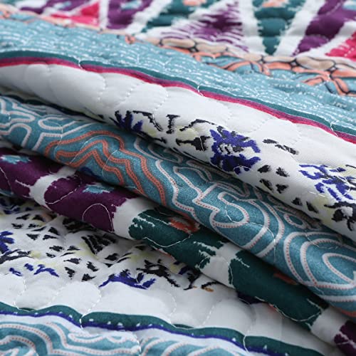 Colcha acolchada floral azul King con tejido de patchwork transpirable 6