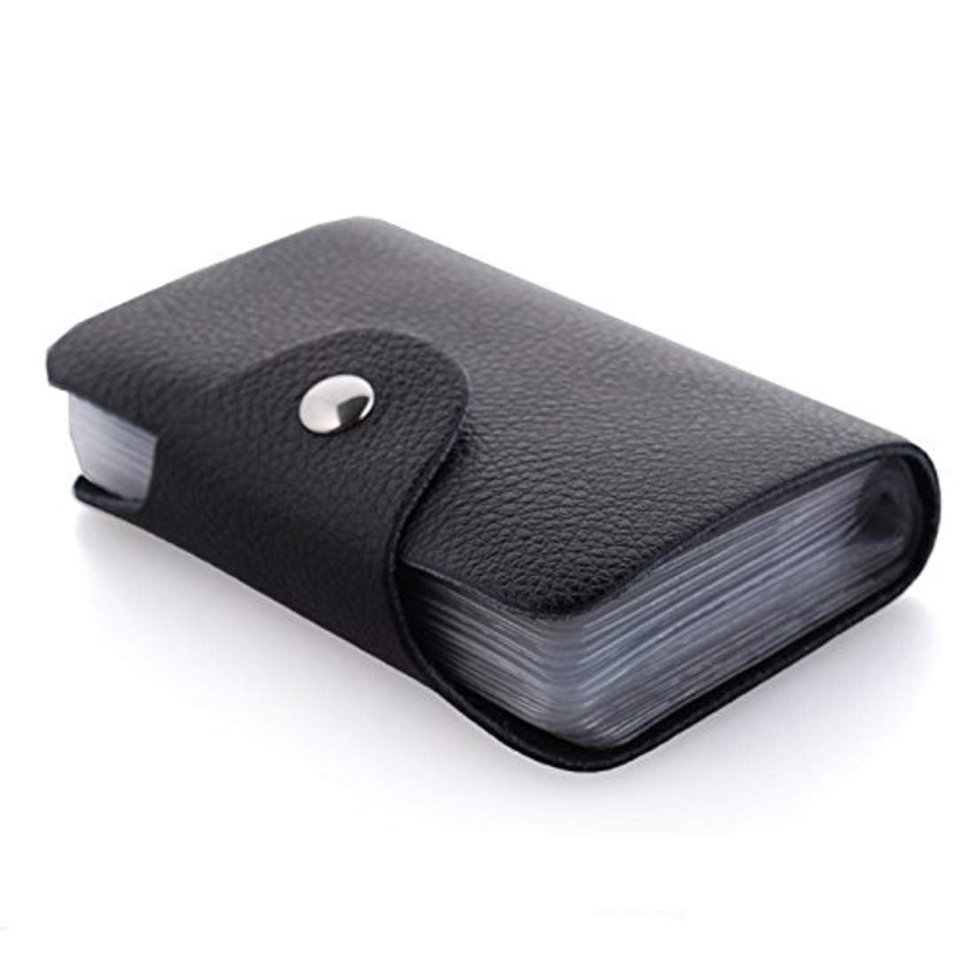 digsmorden Leather Credit Card Holder with 12 Slots, Business Card Organizer for Women and Men, Black, Holds Up to 24 Cards (Black)-picture-26