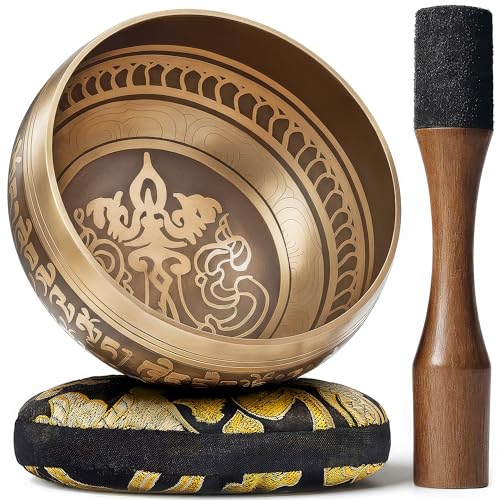 Silent Mind Tibetan Singing Bowl Set &ndash; Easy to Play & Beginner Friendly Meditation Bowl with...