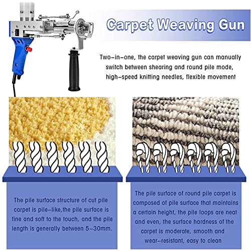 Pistolet à touffeter pour tapis 2 en 1 avec modes coupé et boucle