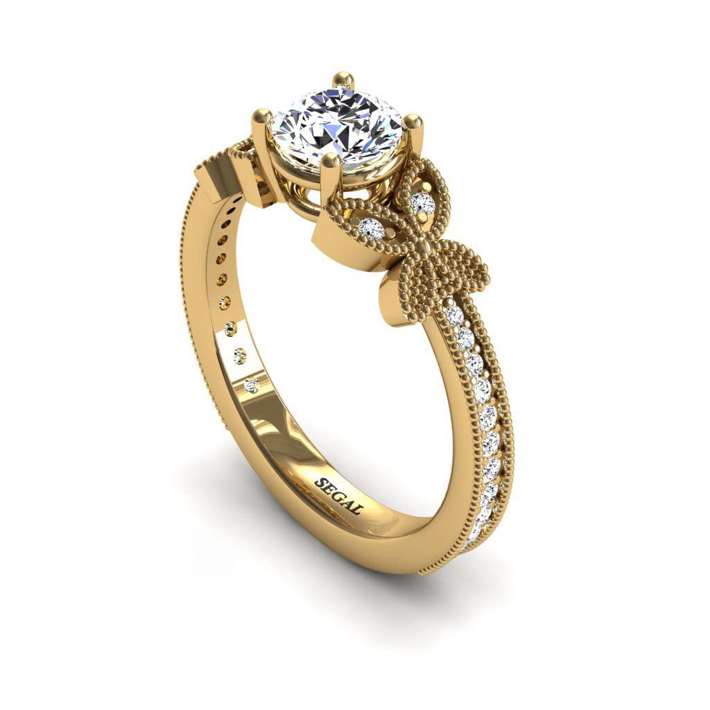 Unique Engagement Ring Diamond ring 14K Yellow Gold