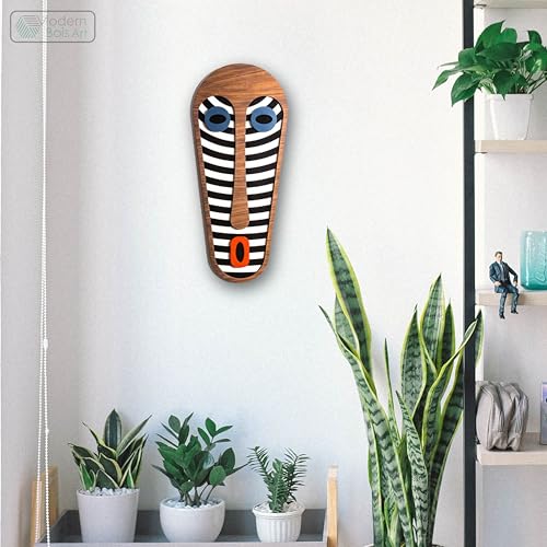 Image of MODERN BOIS ART African Mask Wall Sculpture, Wood Wall Hanging, 3D Wall Art, Large Wooden Wall Art, Living Room Art, Office Decor, Pop Art, Mothers Day House Warming Gift 2