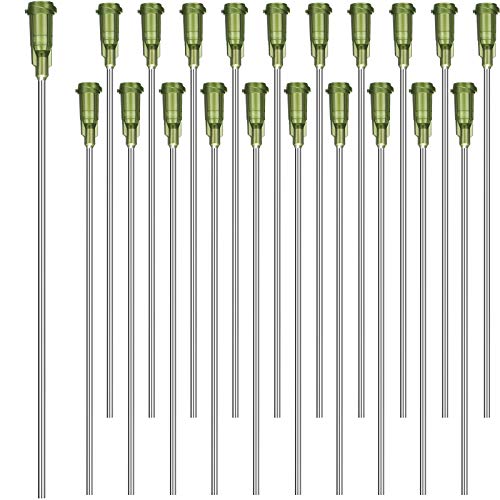 Honoson Blunt Tip Dispensing Needles 20 Pack 14G 4 Inch Industrial Liquid Dispenser Needle for Refilling Liquid Inks Adhesive Glue Oil(14GA,Green)