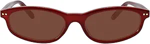 TIJN Vintage Cat Eye Sunglasses Women Retro Oval Frame UV400 Polarized Sun Glasses Lightweight Sunnies Small Face(Dark Red)
