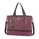 [page_title]-SKPAT - Handtasche für Damen. Shopping Bag. Schultertasche. Einkauftasche. Kunstleder Pu + Segeltuch. 15' für Laptop. Original und Stilvoll. Henkeltasche. 95340, Color Bordeaux