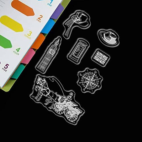 GLOBLELAND 9Pcs Flower Texture Background Silicone Clear Stamps Daily Life Travel Transparent Stamps Seal for Scrapbooking Card Making Photo Album Decoration