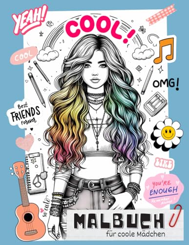 Malbuch für coole Mädchen ab 12 Jahren: Perfektes Geschenk für kreative Mädchen und Teenager | Malblock mit 50 einzigartigen Motive zum Ausmalen und Entspannen
