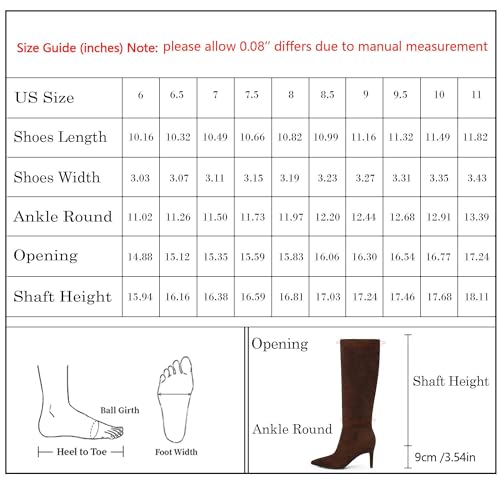 Image of Easyfox Knee High Boots Women Pointed Toe Stiletto Heel Tall Boots | Side Zipper,3 In Stiletto Heel,Fall Spring Winter Fashion Dress Tall Boots,Evening Bridal office Long Boots