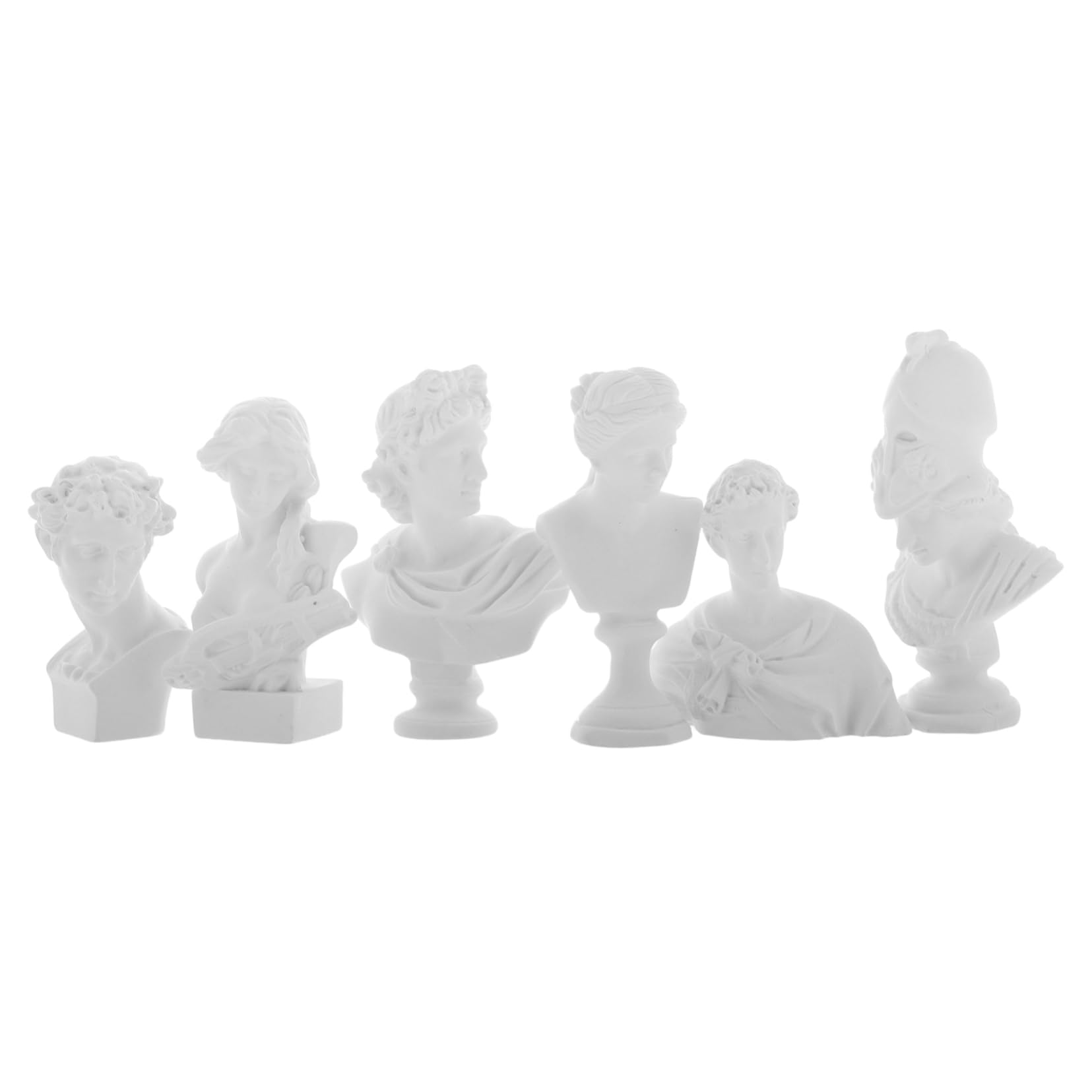 Unomor 6Pcs Miniature Bust Statues Small Plaster God Sculptures of Athena and More Unique Mythology Decor for Home Office and Dollhouse