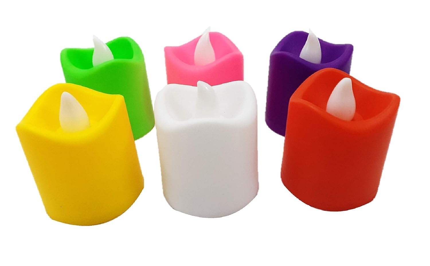 Trikhomam Flameless LED Tealight Candles – Multicolor Decorative Electronic Candles for Home, Parties & Festivals (Pack of 6) (5 pcs)-image-5