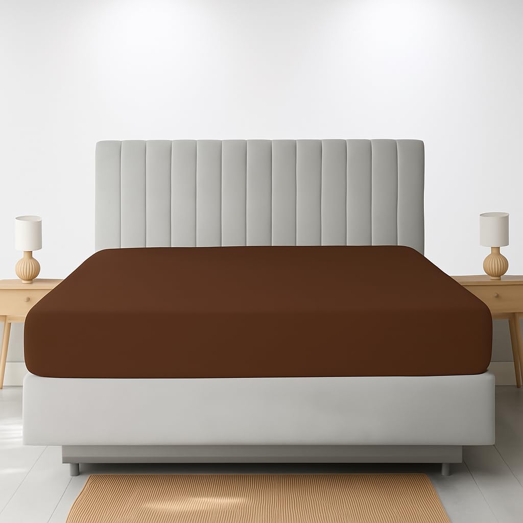 Nightzone Chocolate Fitted Sheet Extra Deep 16"/40Cm Polycotton Easycare Percale Deep Pocket Fitted Bed Sheets (Single, )