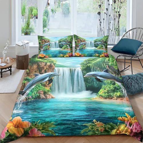 Housse de couette dauphin 3D hypoallergénique pour un sommeil sain
