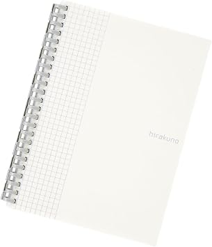 Lihit Lab N1673-0 Open Ring Notebook, Twisted Notebook, A5S, Hirakuno, 24 Holes, Light Color, Graph Ruled, Leaf, White