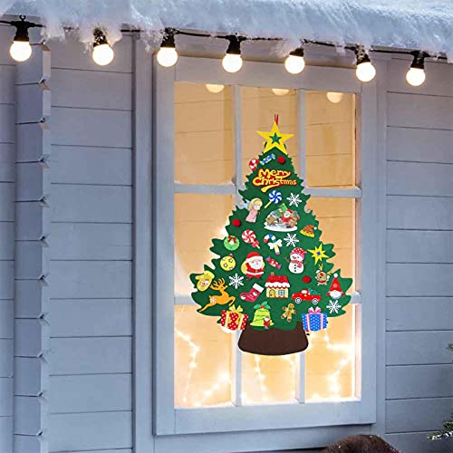 Conjunto De Árvore De Natal De Feltro, Árvore De Natal DIY De 3,3 Pés Com 33 Enfeites Removíveis, De