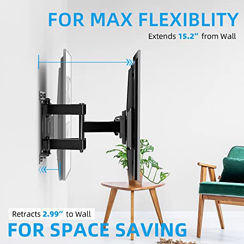 Homevision Full Motion Tv Wall Mount For Most 32-75 Inch Tvs, Tv Mount Swivel And Tilt With Dual Articulating Arms,Tv Wall Mount Bracket Holds Up To132Lbs Max Vesa 600X400Mm Fits 12/16" Wood Stud #TOP1
