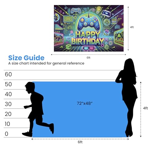 Image of IndoTribe Video Game Happy Birthday Banner Boy 6x4ft Level Up Gamer Party Decorations for Boys Video Game Birthday Decorations for Boys Game On Birthday Decorations Gaming Birthday Party Decorations