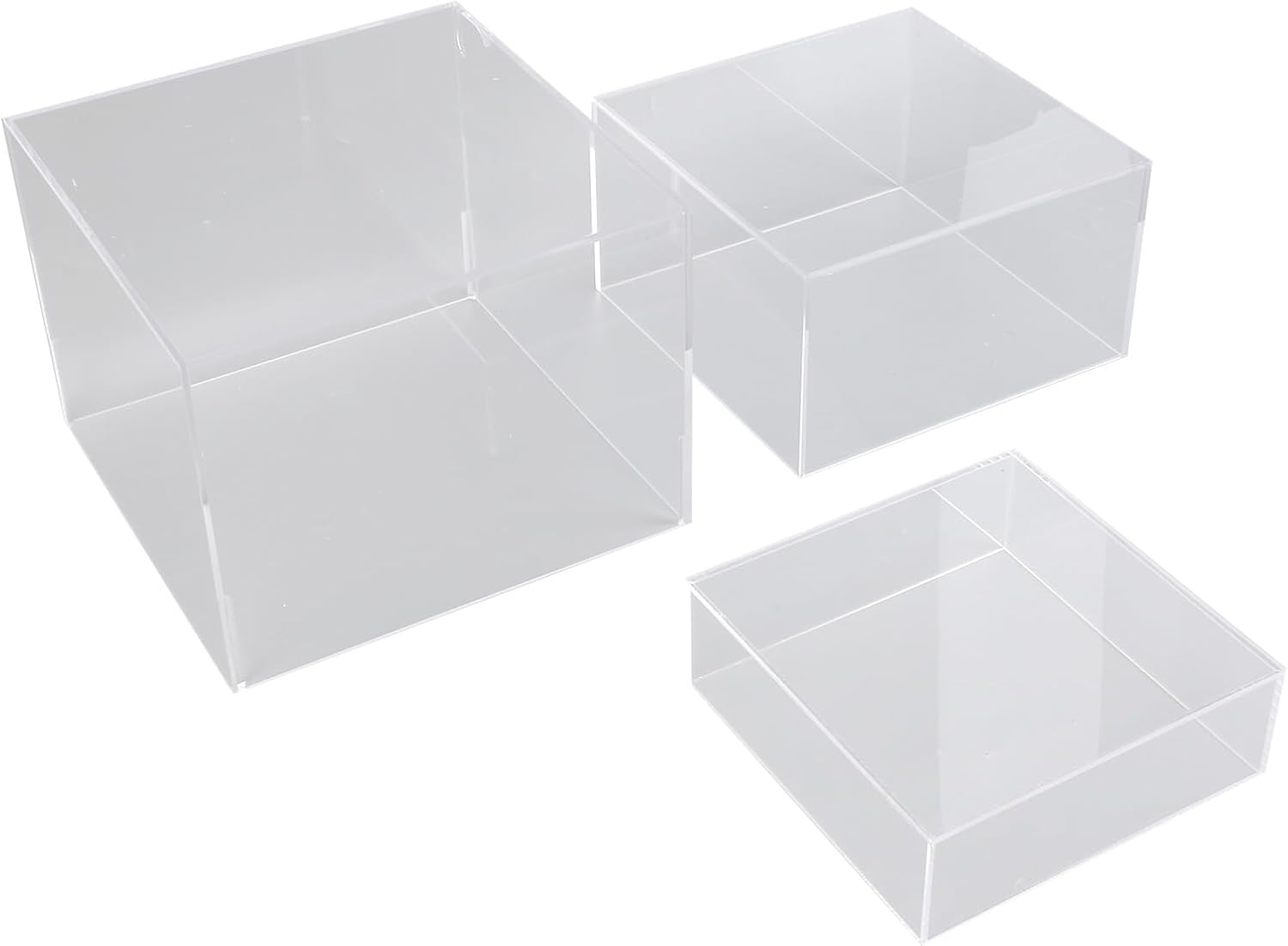 Eujgoov Acrylic Buffet Tables Food Risers Stable and Durable Display Stands for Dessert Table Buffet Food, Suitable for Supermarkets, Restaurants|3Pcs (Transparent)