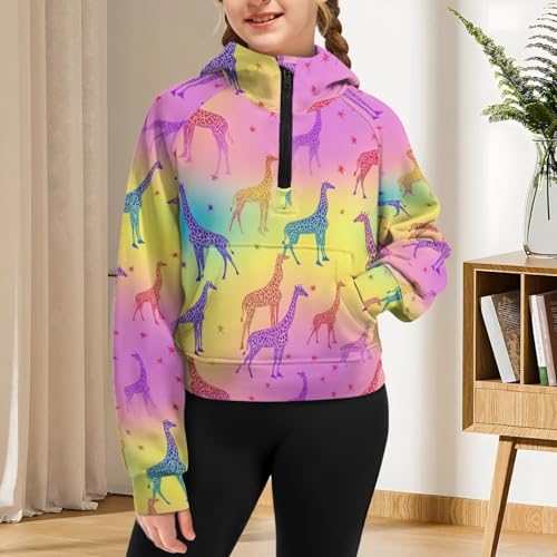 Uourmeti Long Sleeve Active Hoodies for Girls Half Zip Cropped Sweatshirts with Pockets4