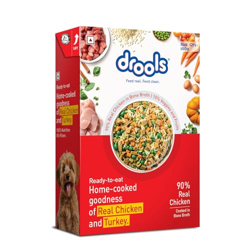 Image of Drools Dog Fresh Food Tetra Pak Chicken & Turkey, for Adult & Puppy, 150g | High Protein, 90% Real Meat | No Preservatives | Retains Freshness & Flavours | Ready to Serve | One Pack Per Meal