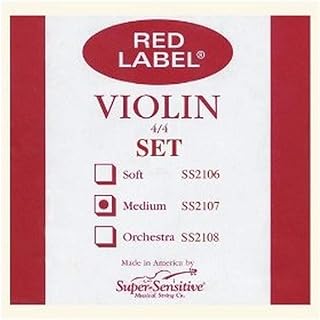 Super Sensitive Musical Strings Co.2107F Red Label Medium Gauge Violin String Set - E Flat Wound - Nickel - 4/4