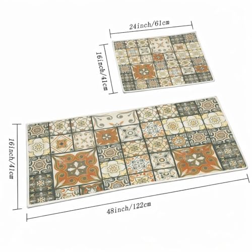 Image of HomeCloud Anti Fatigue Kitchen Rug Printed Thick Anti Slip, Washable, Big Size, Designer Folding Kitchen Mat for Home BedroomStandard Size (41 x 122 cm 41 x 61 cm) (Morrocan Multi)