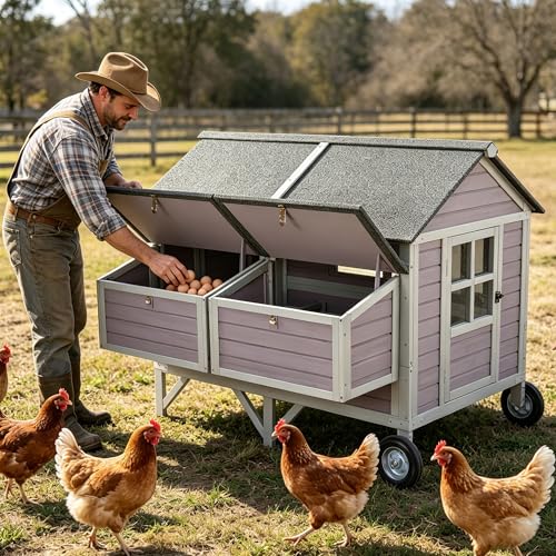 GUTINNEEN 8-10 Hen Metal-Wheel Coop