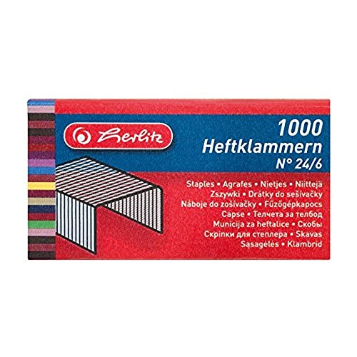 Herlitz 8760514 Heftklammern 24/6, Metall, Inhalt: 1.000 Stück