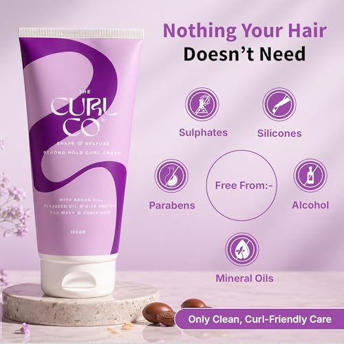 Image of The Curl Co Shape and Restore Strong Hold Curl Cream-150gm | For Dry, Frizzy, Wavy, Curly Hair | No sulphates, silicones, parabens, alcohol, mineral oils