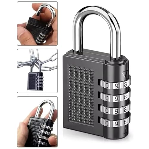 Image of Oblivion Number Locks for Door - Multicolour 4-Digit Number Combination Anti-Theft Metal Lock for Travel Bag, Luggage, Door, Tool Box, Resettable PIN Number Padlock (Pack of 6)