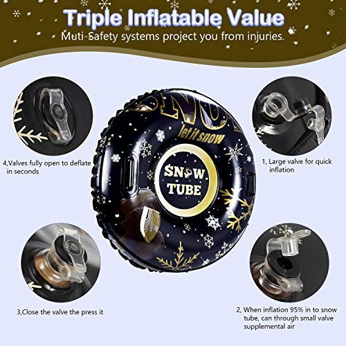 image for GP TOYS Winter Snow Tube - Inflatable Sled for Kids and Adults, Large 