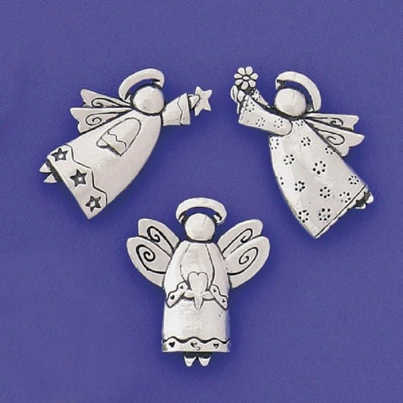 Imán decorativo ángeles de peltre mediano set 3 unidades miniatura 1