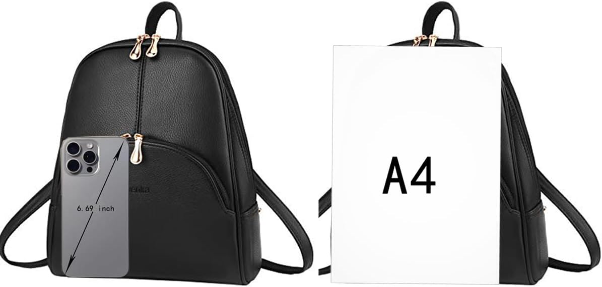 Nevenka Backpack Purse for Women Casual Shoulder Bag PU Leather Zipper Closure Adjustable Strap… | Casual, Zipper Closure, Adjustable Strap - Image 2