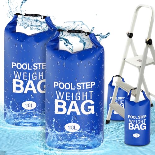 Pool Step Weights, Pool Ladder Weights for Above Ground Pools, 2 Pack 10L/25LB 500D PVC Pool Weights for Ladders, Waterproof & Tear-Resistant Sand Bags for Pool Steps