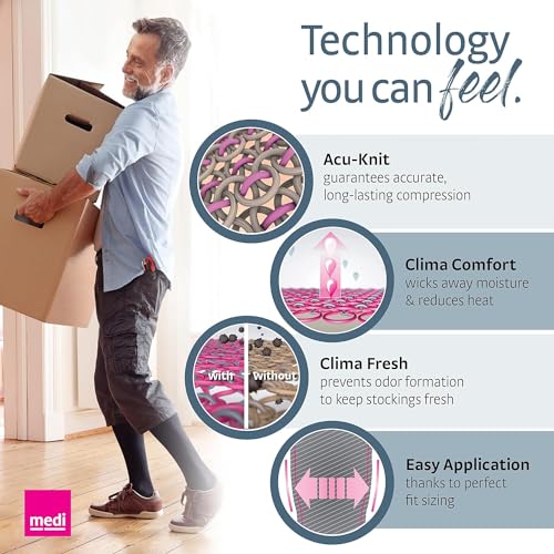 Image of Mediven Men & Women Plus Knee High 20-30 mmHg Compression Sock, Open Toe | Open toe graduated knee high compression socks with silicone top band, opaque knit, and durable daily support.