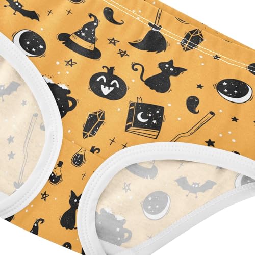 Little Girl Underwear Toddler Panties Kids Undies Halloween Cat Bats Witch Soft Cotton Briefs 2T-8Y4