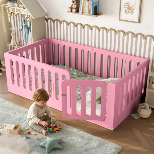 Image of Bellemave Twin Montessori Floor Bed Frame,Pink