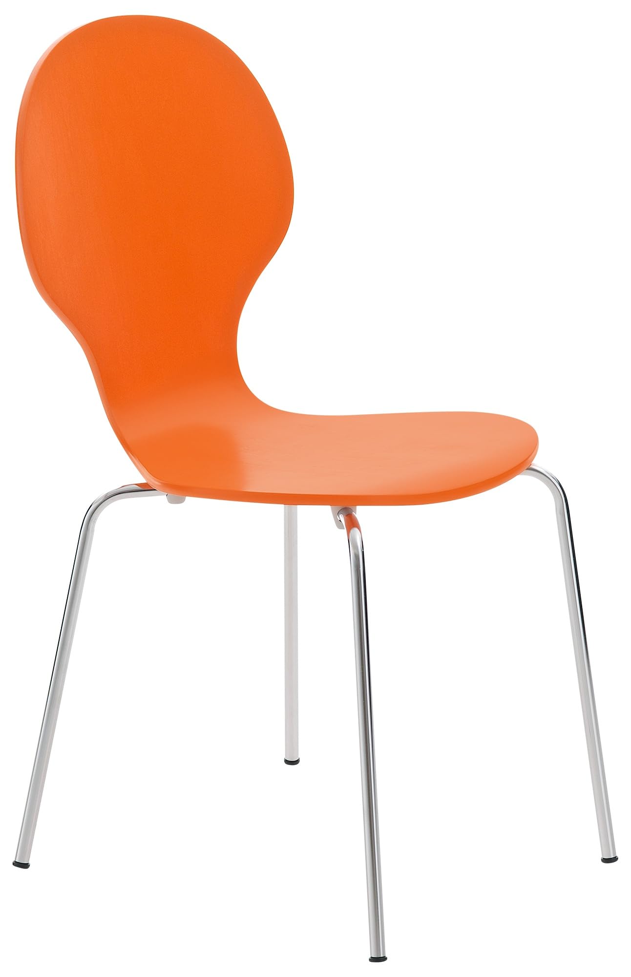 Silla apilable Diego Cómoda de Comedor, Estructura de Metal, Asiento de Madera, Color Naranja
