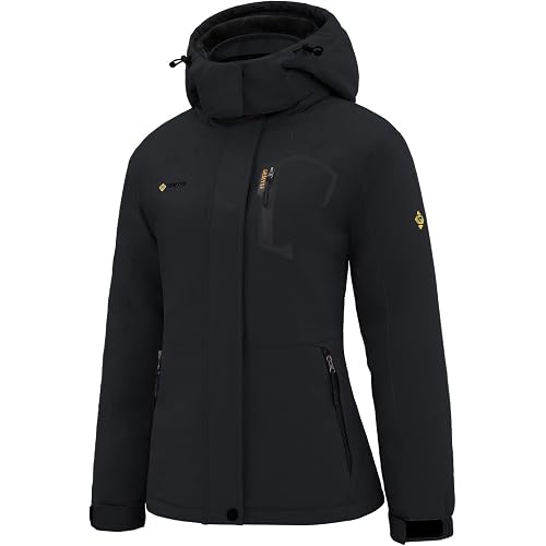 GEMYSE Women's Ski Snow Jacket Warm Winter Waterproof Coat Snowboard Rain Jacket Hooded Windproof Windbreaker