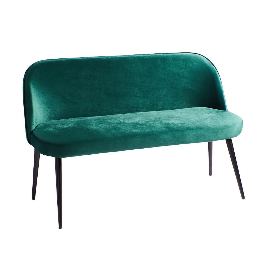 Divanetto verde, due posti, senza braccioli, in velluto - Panca da disimpegno, soggiorno, camera da letto o cabina armadio, (VERDE BOSCO) - Pronta consegna